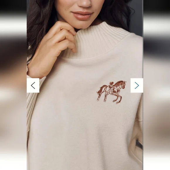 Maeve By Anthropologie Logan Turtleneck Sweater Western Equestrian Horse - Picture 6 of 13